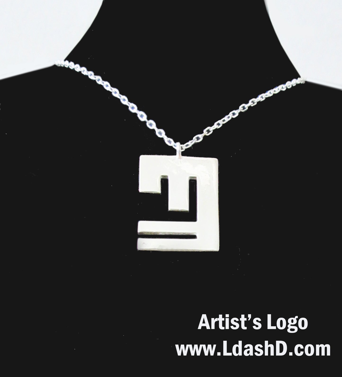 Silver Necklace with the Artist LdashD Logo including Silver Chain