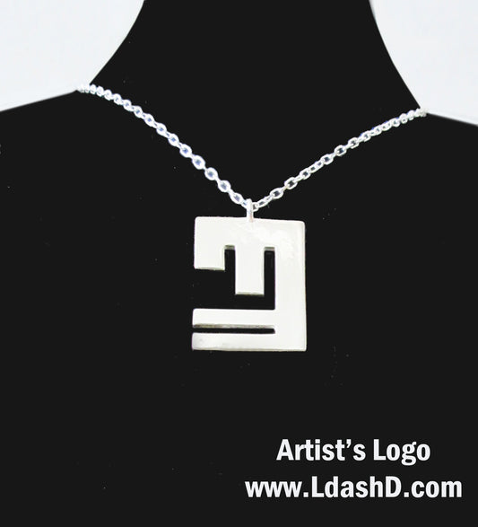 Silver Necklace with the Artist LdashD Logo including Silver Chain