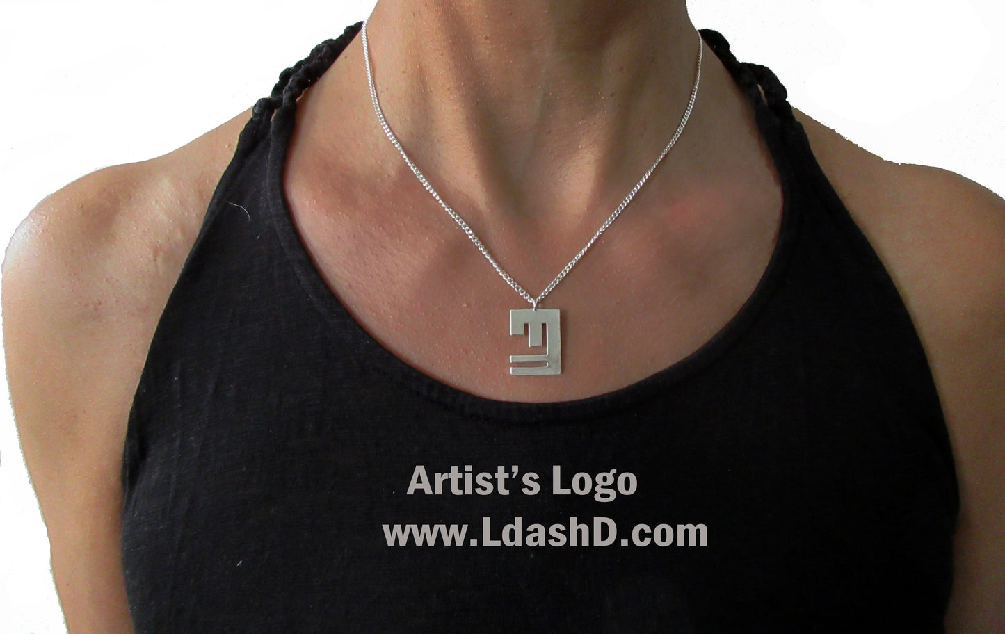 Silver Necklace with the Artist LdashD Logo including Silver Chain