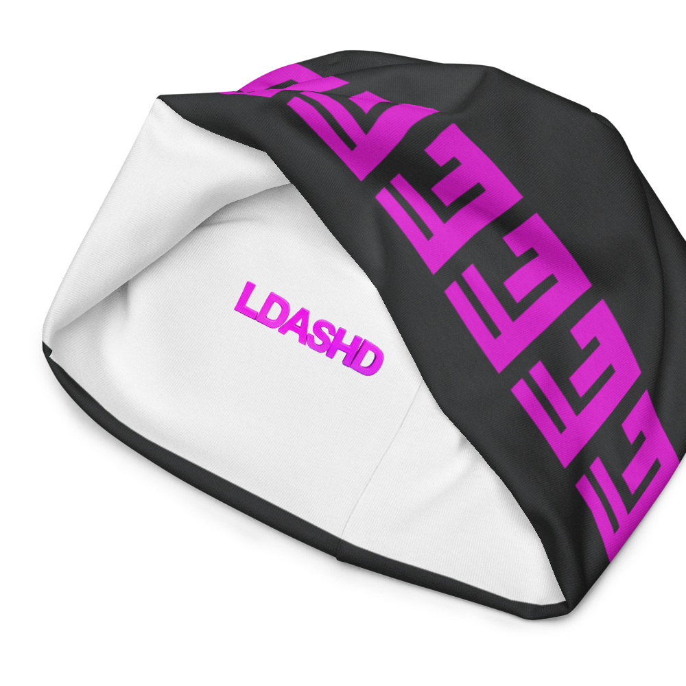 Black Beanie with Pink LdashD Logo (L-D018)